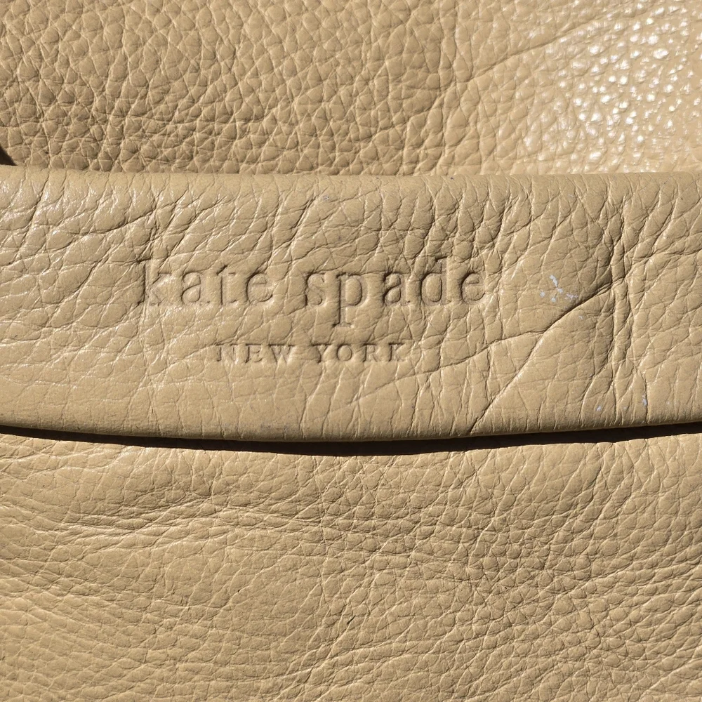 Kate Spade Cream Leather Soft Neutral Hobo Boho Casual Shoulder Purse Bag